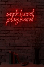 Decoratiune luminoasa LED de perete Work Hard Play Hard Rosu 55x36x2 cm