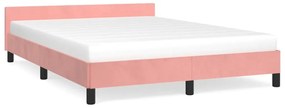 347578 vidaXL Cadru de pat cu tăblie, roz, 140x200 cm, catifea