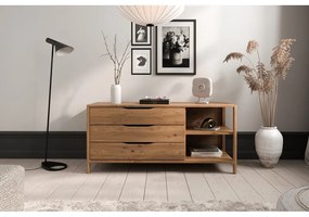 Comodă în culoare naturală joasă din lemn de stejar 140x64 cm Twig – The Beds