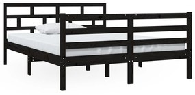 3101267 vidaXL Cadru de pat,negru, 140x190 cm,lemn masiv de pin