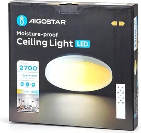 Aigostar - Plafonieră LED pentru baie LED/24W/230V 3000K-6500K IP54 + telecomandă