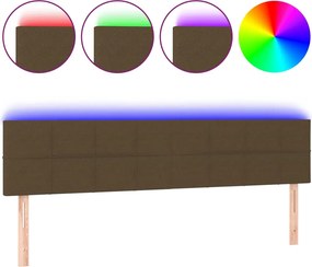 vidaXL Tăblie de pat cu LED, maro închis, 160x5x78/88 cm, textil