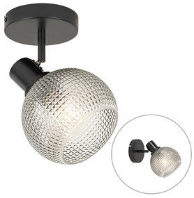 Spotlight de design negru cu sticlă fumurie - Chico