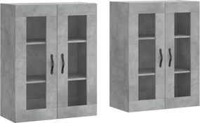 vidaXL Dulapuri de perete, 2 buc., gri beton, lemn prelucrat
