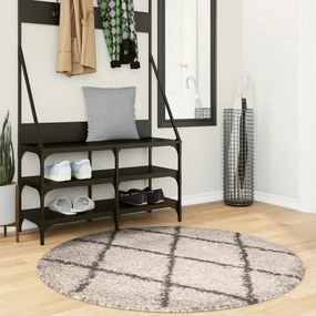 vidaXL Covor pufos &quot;PAMPLONA&quot; cu fire înalte, bej/antracit, Ø 120 cm