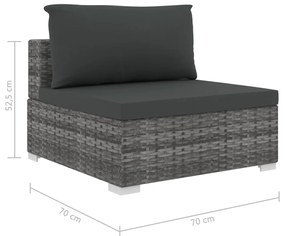 Set mobilier de gradina cu perne, 5 piese, gri, poliratan Gri, 5
