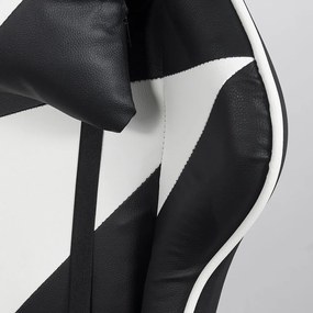 Scaun gaming din piele ecologică cu suport pentru picioare OFF 299 alb cu negru