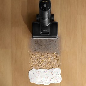 Aspirator vertical DREAME H12 Pro HHR25A, 300W, 0.7/0.9 l, 3 moduri, 35 min, Umed/uscat, Alerte vocale, LED, Uscare mop automată, Negru/gri