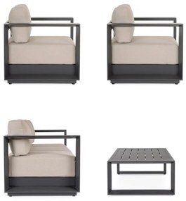 Set mobilier de gradina, 4 piese, metal / textil, antracit / bej, Moses Bizzotto