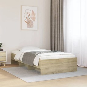 vidaXL Cadru pat fără saltea stejar sonoma, 90x200 cm, lemn prelucrat