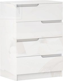 HOMCOM Comodă cu 4 Sertare Modernă și Minimalistă, Comodă din Pal Melaminat, 60x40x85 cm, Alb Lucios | Aosom Romania