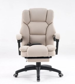 RESIGILAT- Scaun directorial, Masaj si Incalzire in 7 puncte, spatar rabatabil, suport pentru picioare, material textil premium, Bej