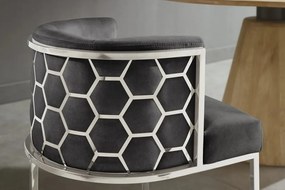 Scaun ELEGANCE catifea gri, otel inoxidabil argintiu