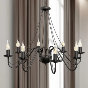 Lustră suspendată pe lanț MALBO, 8xE14/10W/230V, neagră