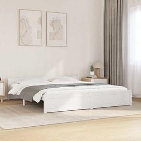 vidaXL Cadru de pat Super King, alb, 180x200 cm, lemn masiv