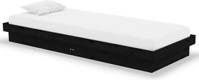 vidaXL Cadru de pat mic single, negru, 75x190 cm, lemn masiv
