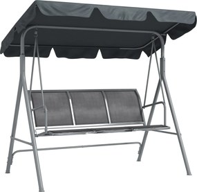 Outsunny Leagăn de grădină 3 locuri cu acoperiș parasolar reglabil și detașabil, șezut respirabil din poliester, capacitate 240 kg, 171x108x154 cm, gri închis | Aosom Romania