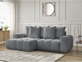 Colțar gri extensibil/cu spațiu de depozitare cu tapițerie din chenille (cu colț pe partea stângă/cu șezlong) Roxelane – Bobochic Paris