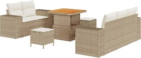 vidaXL Set de canapele pentru grădină 8 pcs Bej și crem Poli Rattan