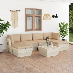 3063579 vidaXL Set mobilier grădină din paleți cu perne, 7 piese, lemn molid