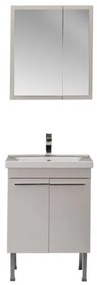Set Mobilier Baie Salda 60, Include Baza Lavoar, Lavoar și Oglinda, 60 cm, Alb