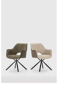 Set de scaune de sufragerie verde cu cotiere 2 buc. tapițat Mariel – Marckeric