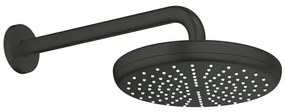 Palarie de dus rotunda negru mat Grohe Tempesta 210 mm cu brat
