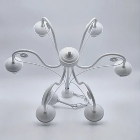 Lustră pe lanț DONATO 6xE14/40W/230V alb