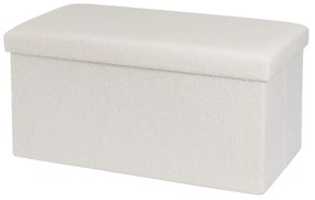 Taburet alb cu tapițerie din țesătură bouclé Ecru – Casa Selección