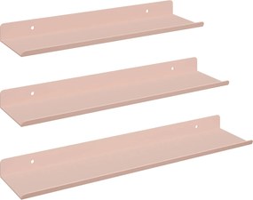 vidaXL Raft suspendat Pe perete 3 pcs Roz 40 x 9 x 2,5 cm Oțel