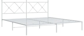 376556 vidaXL Cadru de pat metalic cu tăblie, alb, 183x213 cm