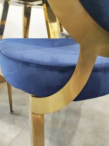 Scaun tapitat Cassari bleumarin/gold – H89 cm