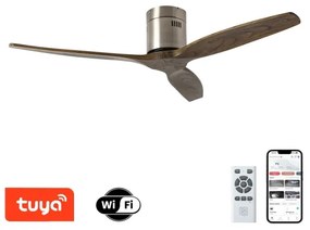 ZEVENTI - Ventilator de tavan SPELLO Wi-Fi Tuya, crom/stejar + telecomandă