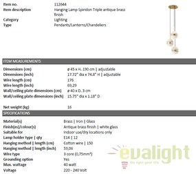 Lustra cu 3 pendule design LUX Spiridon alama 112644 HZ