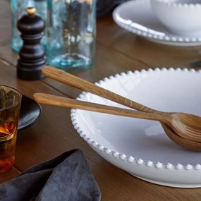 Farfurie adâncă pentru salată/paste din gresie ceramică Costa Nova Pearl, ⌀ 34 cm, alb