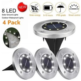 Lumini solare cu LED pentru grădină - 8 LED - alb rece - 4 buc