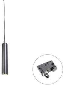 Lampă suspendată de design neagră, incl. adaptor de șină trifazat - Tuba Small trifazată