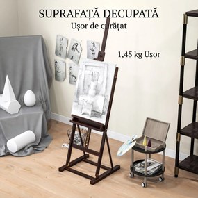 HOMCOM Șevalet pentru Pictori Reglabil din Lemn de Fag cu Compartiment, 53x50,5x171-230cm | Aosom Romania