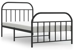 353648 vidaXL Cadru pat metalic cu tăblii de cap/picioare, negru, 100x200 cm