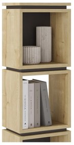 Bibliotecă neagră/în culoare naturală cu aspect de lemn de stejar 32x167 cm Lofty – Marckeric