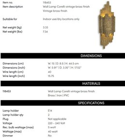 Aplica de perete LUX aspect vintage Corelli