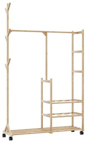 vidaXL Suport pentru haine cu rafturi și roți 100x38x175,5 cm bambus