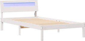 vidaXL Cadru de pat cu headboard Alb 75 x 190 cm Lemn de pin masiv