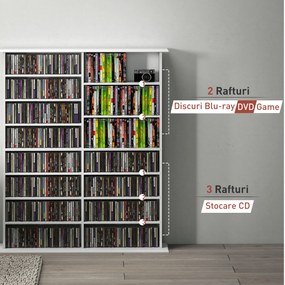 HOMCOM Mobilier Bibliotecă cu 16 Rafturi pentru 720 CD-uri din Lemn 106.5x24x126.3 cm Negru | Aosom Romania