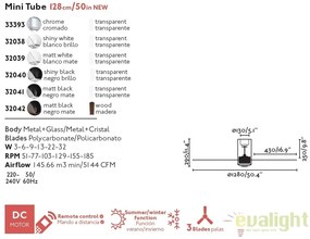 Ventilator de tavan modern cu telecomanda MINI TUBE FAN Transparent 33393