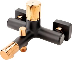 Baterie cada - dus FDesign Ardesia, monocomanda, negru mat rose gold lucios