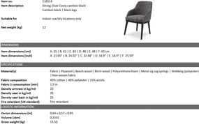 Scaun design LUX Costa, Cambon black