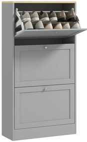 HOMCOM Dulap pentru pantofi 18 perechi, dulap cu 3 sertare abatabile, polițe reglabile, 60x23,5x115cm, gri | Aosom Romania