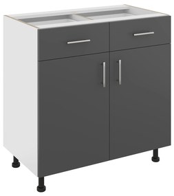 Corp Baza Karo, 2 Sertare, 2 Usi, Antracit/Alb, 80 x 50 x 80 cm