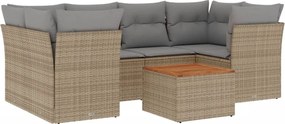 vidaXL Set canapele de grădină, 7 piese, cu perne, bej, poliratan